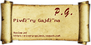 Piváry Gajána névjegykártya